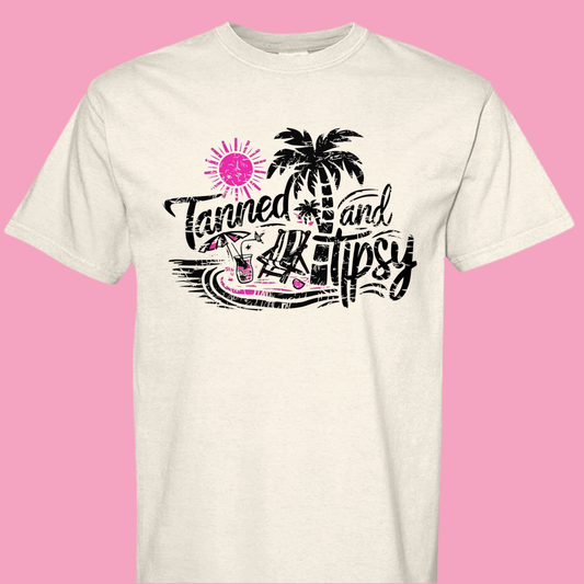Tanned & Tipsy (Pink/Black)